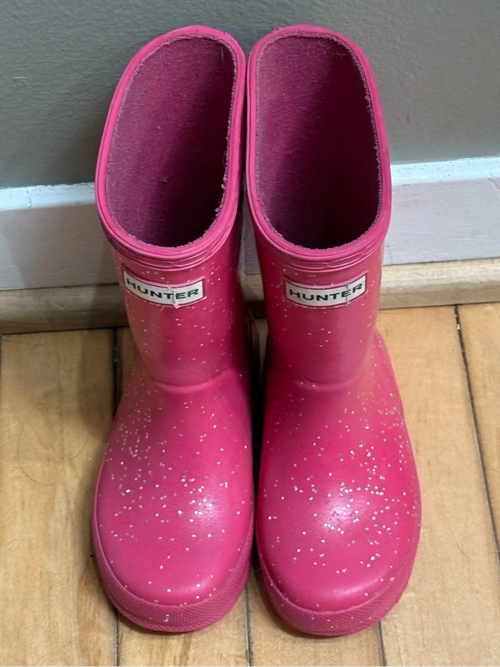 Hunter Kids Hot Pink Glitter Rain Boots